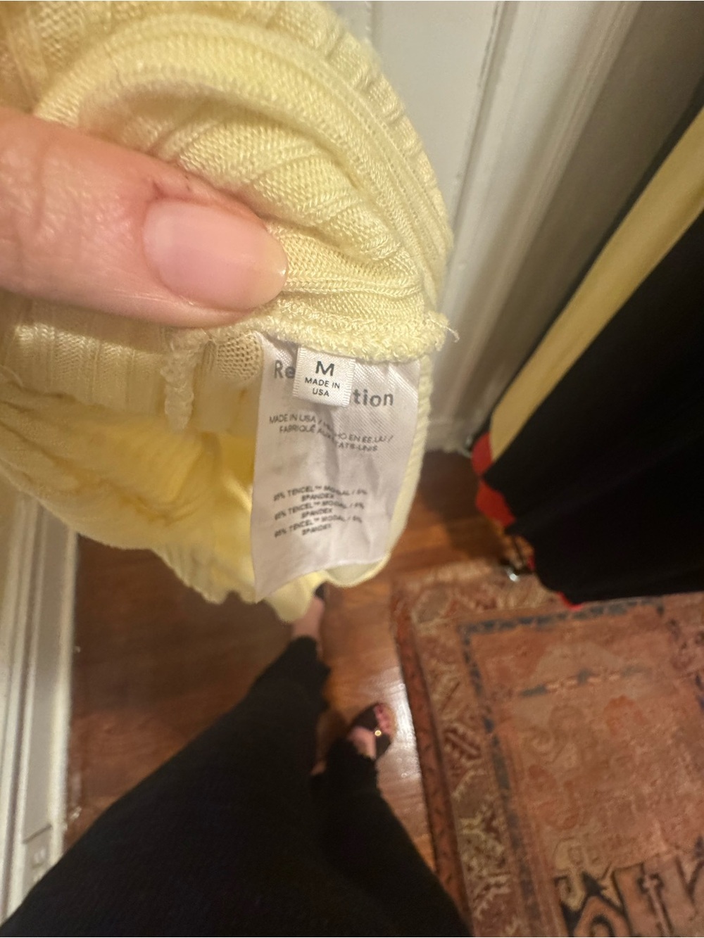 Reformation Ricky Dress - Butter Yellow Ribbed Button-Front Midi Dress - Picture 4 of 4